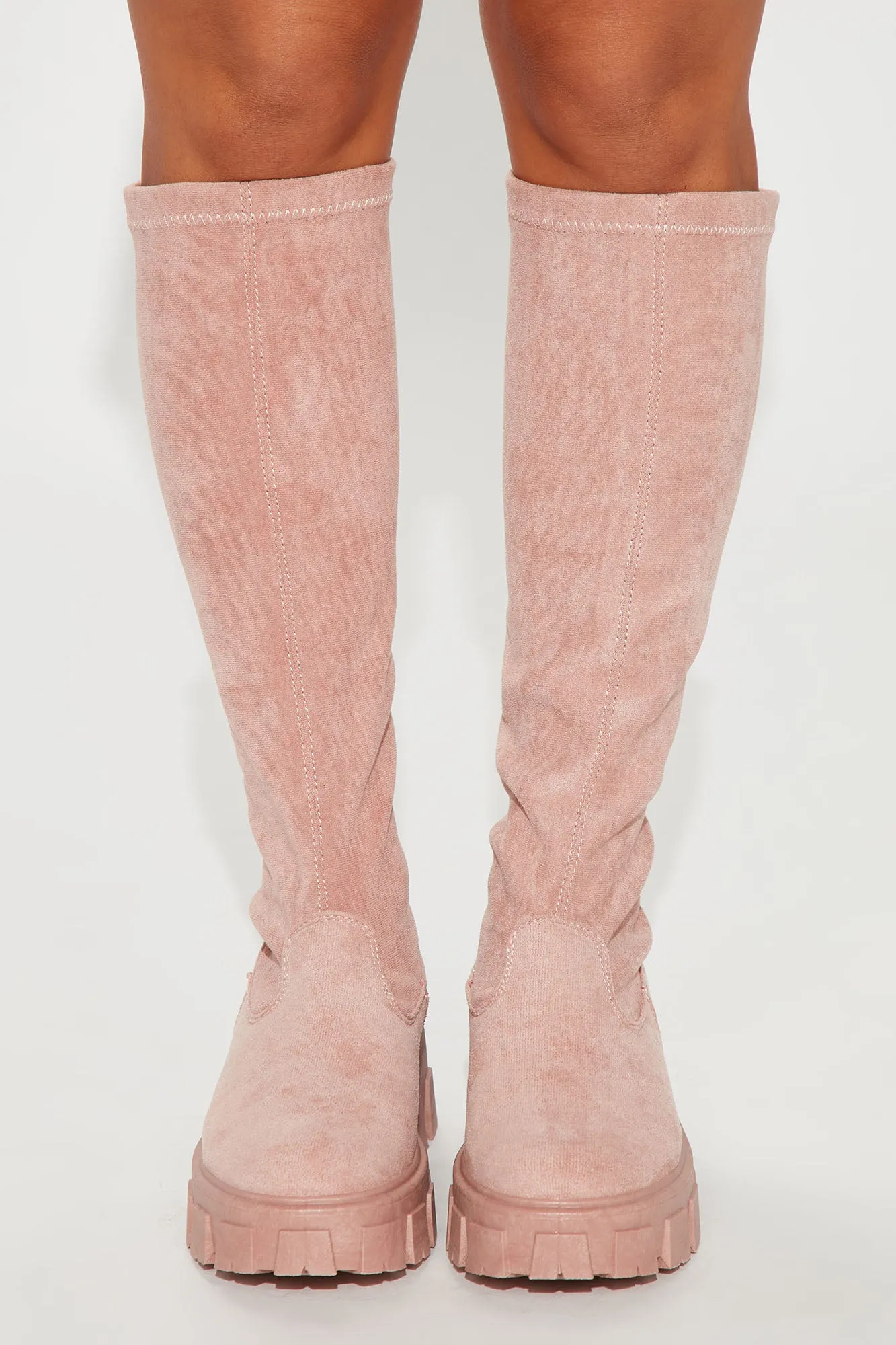 Across The Block Knee High Boots  - Pink