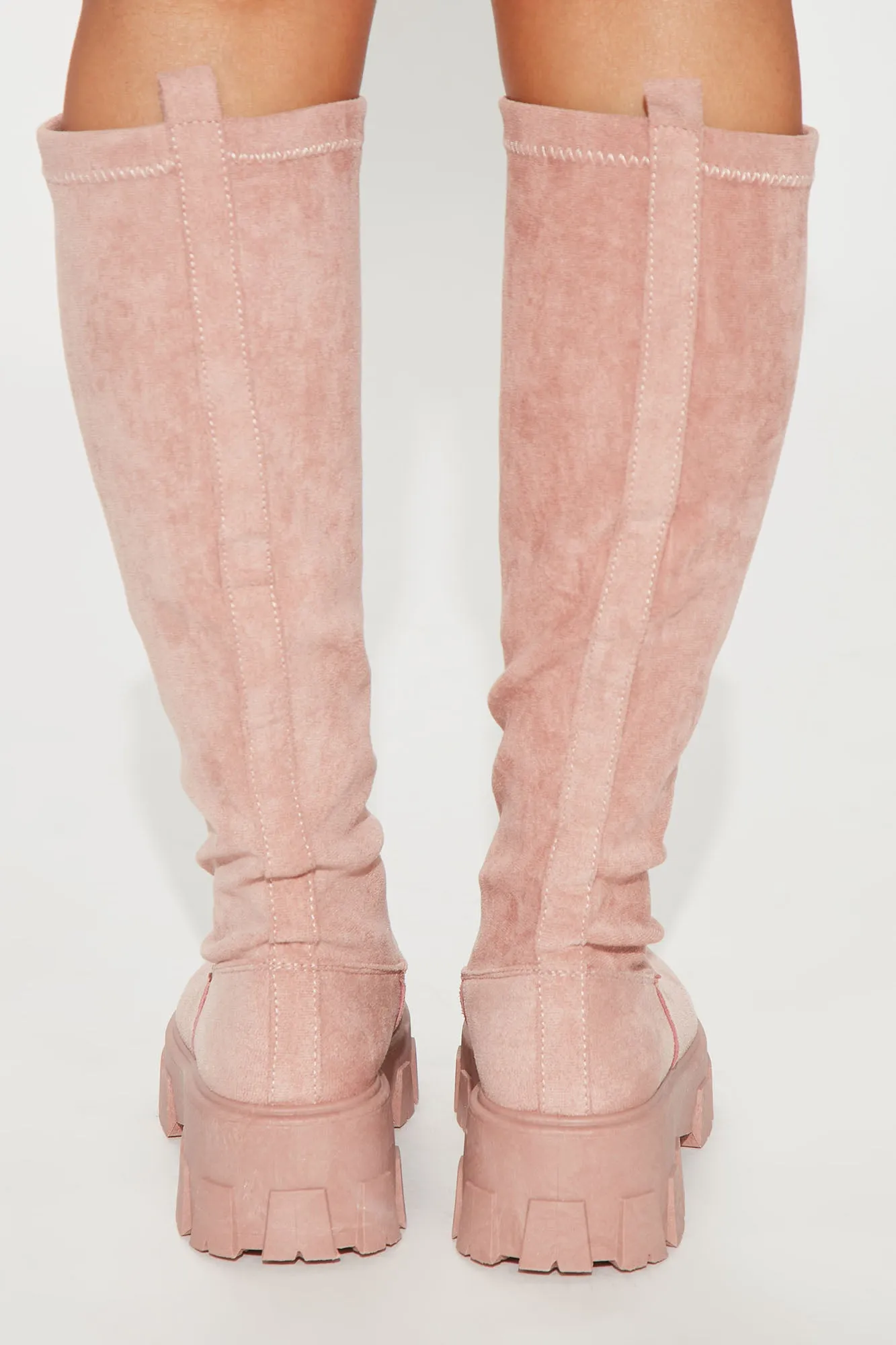 Across The Block Knee High Boots  - Pink