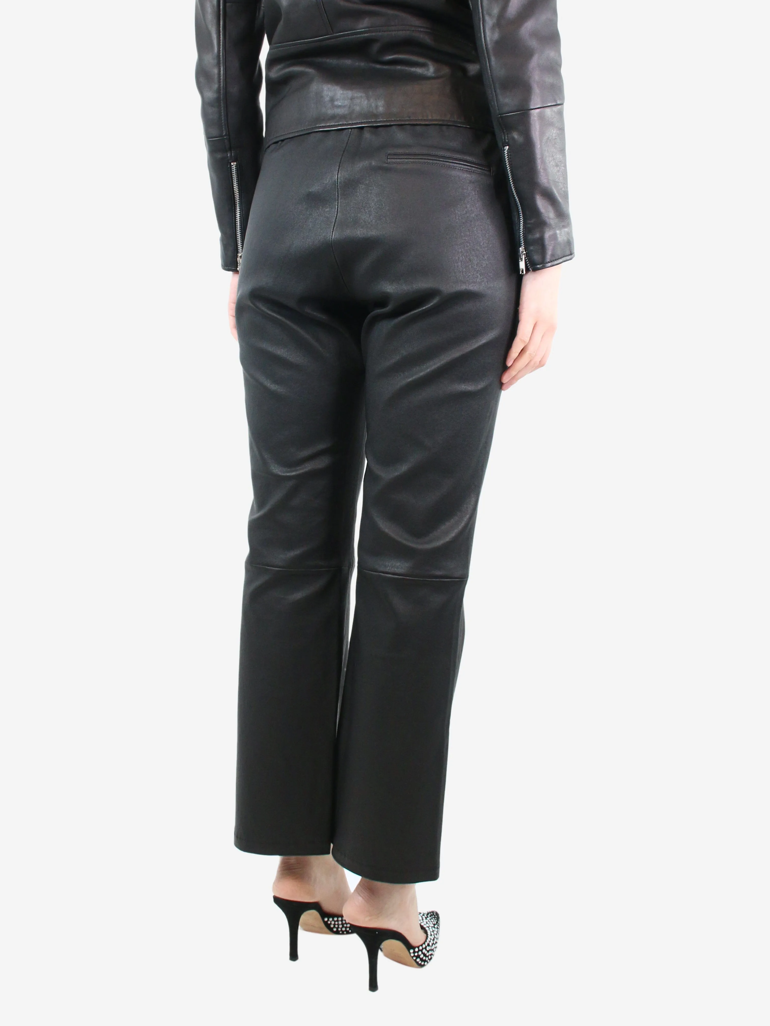 Black leather trousers - size UK 12