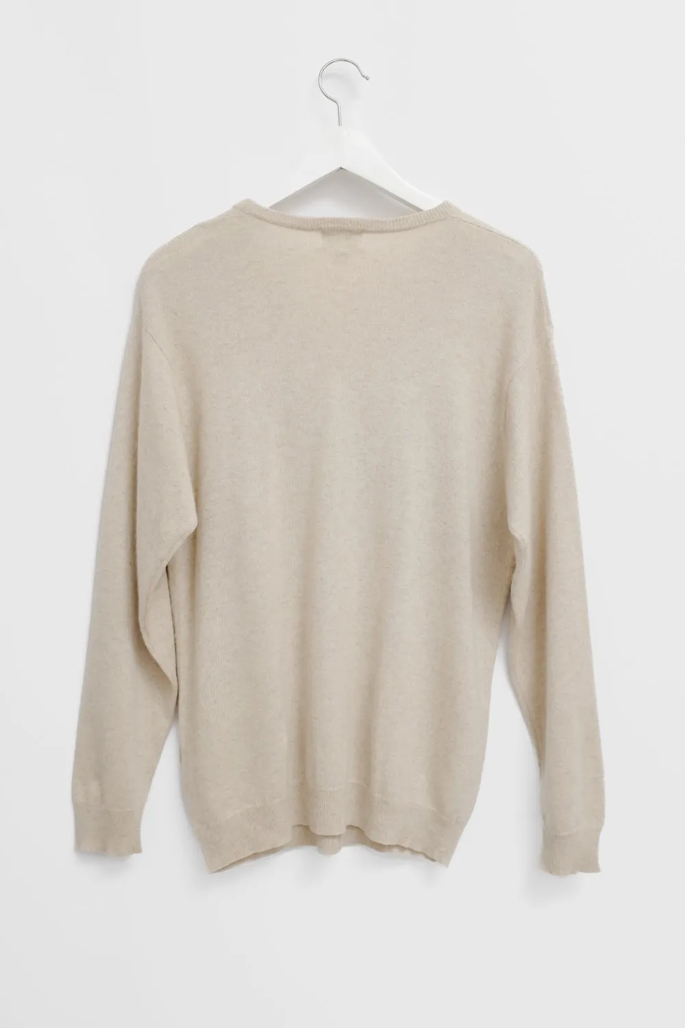 CASHMERE SILK WOOL BEIGE CARDIGAN SWEATER