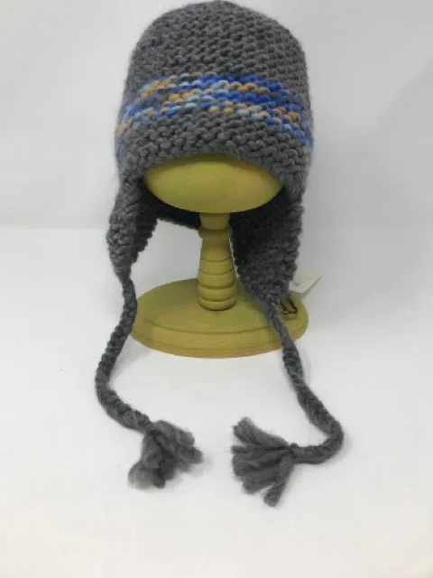 Child L Gray and Multi Stripe Acrylic & Wool Knit Hat