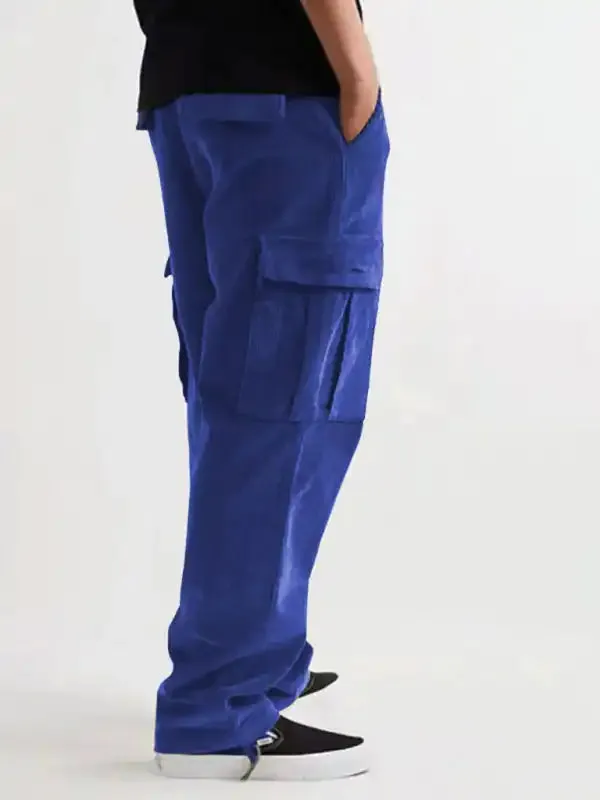 Corduroy multi-pocket straight trousers men’s sweeping pants men’s casual loose trousers