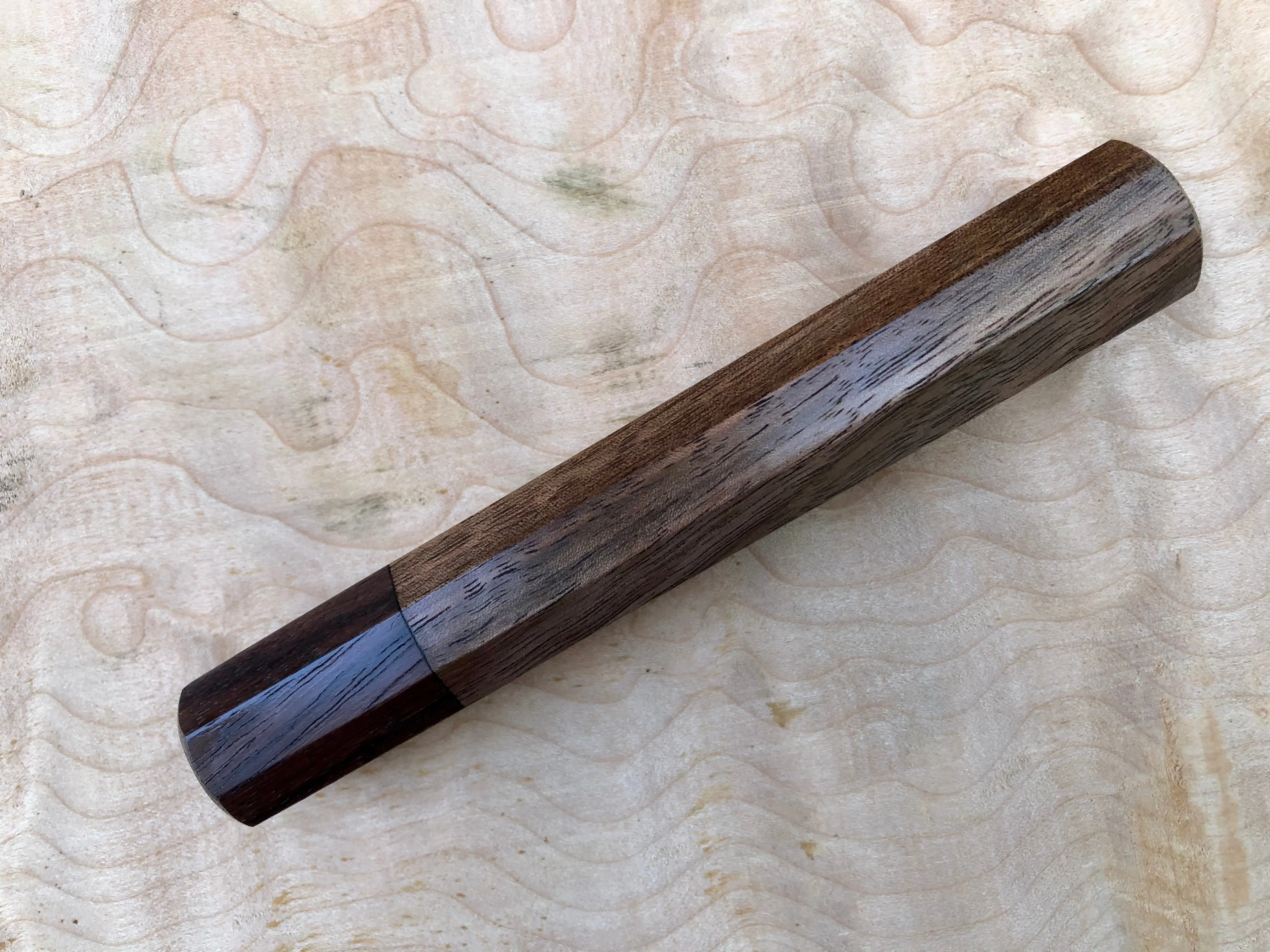 Custom Japanese Knife Handle - Walnut with slight curl