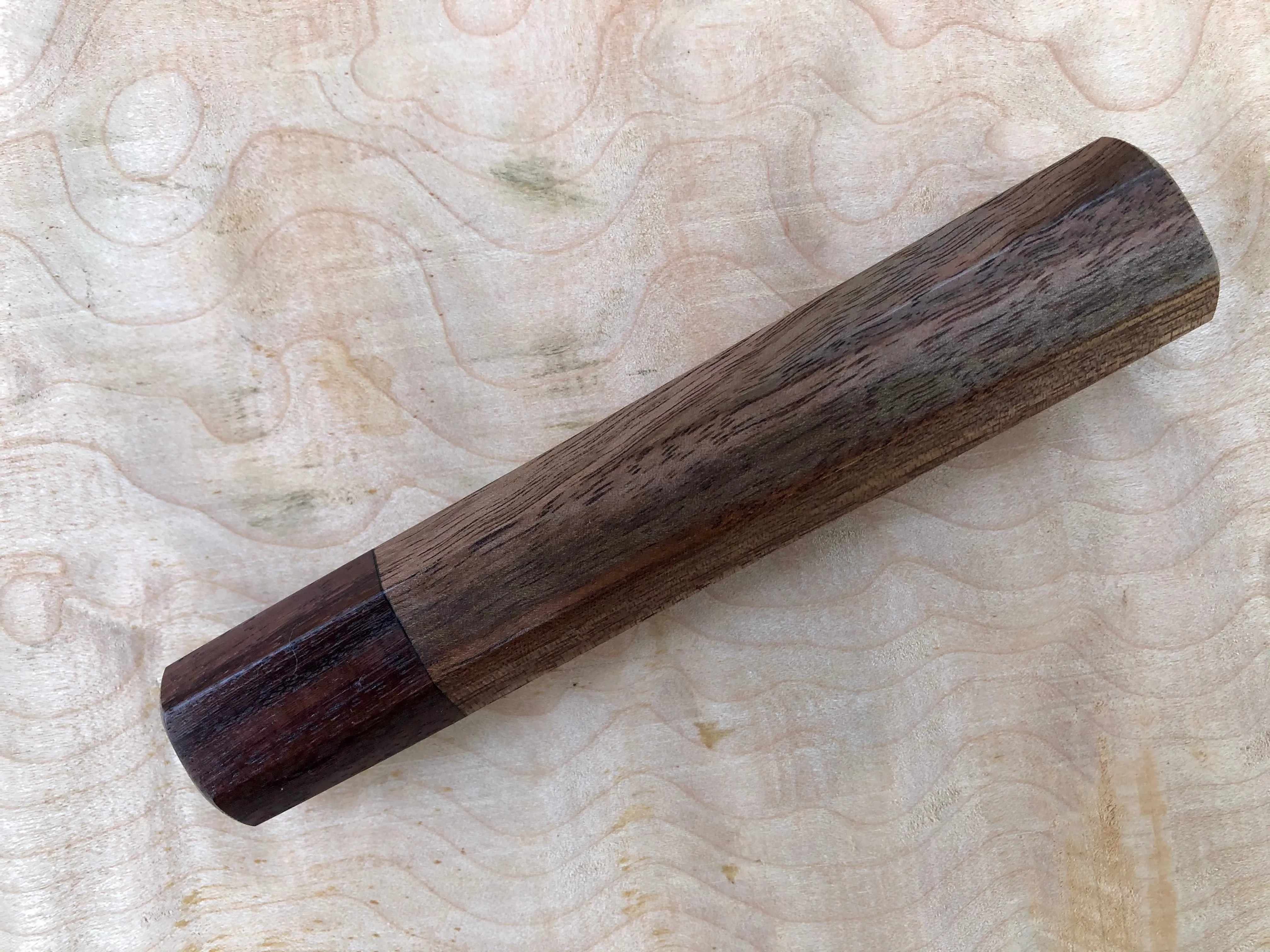 Custom Japanese Knife Handle - Walnut with slight curl
