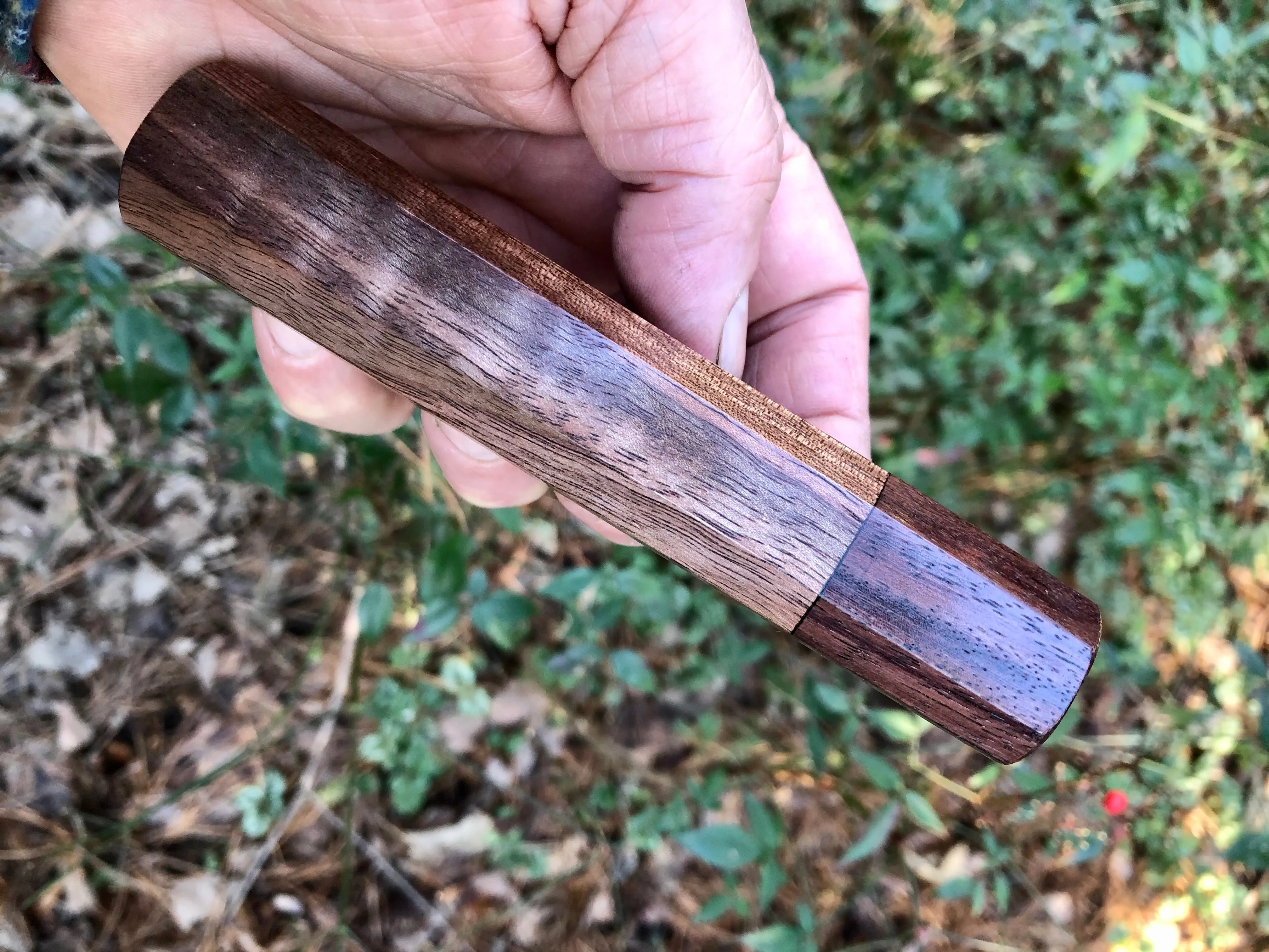 Custom Japanese Knife Handle - Walnut with slight curl
