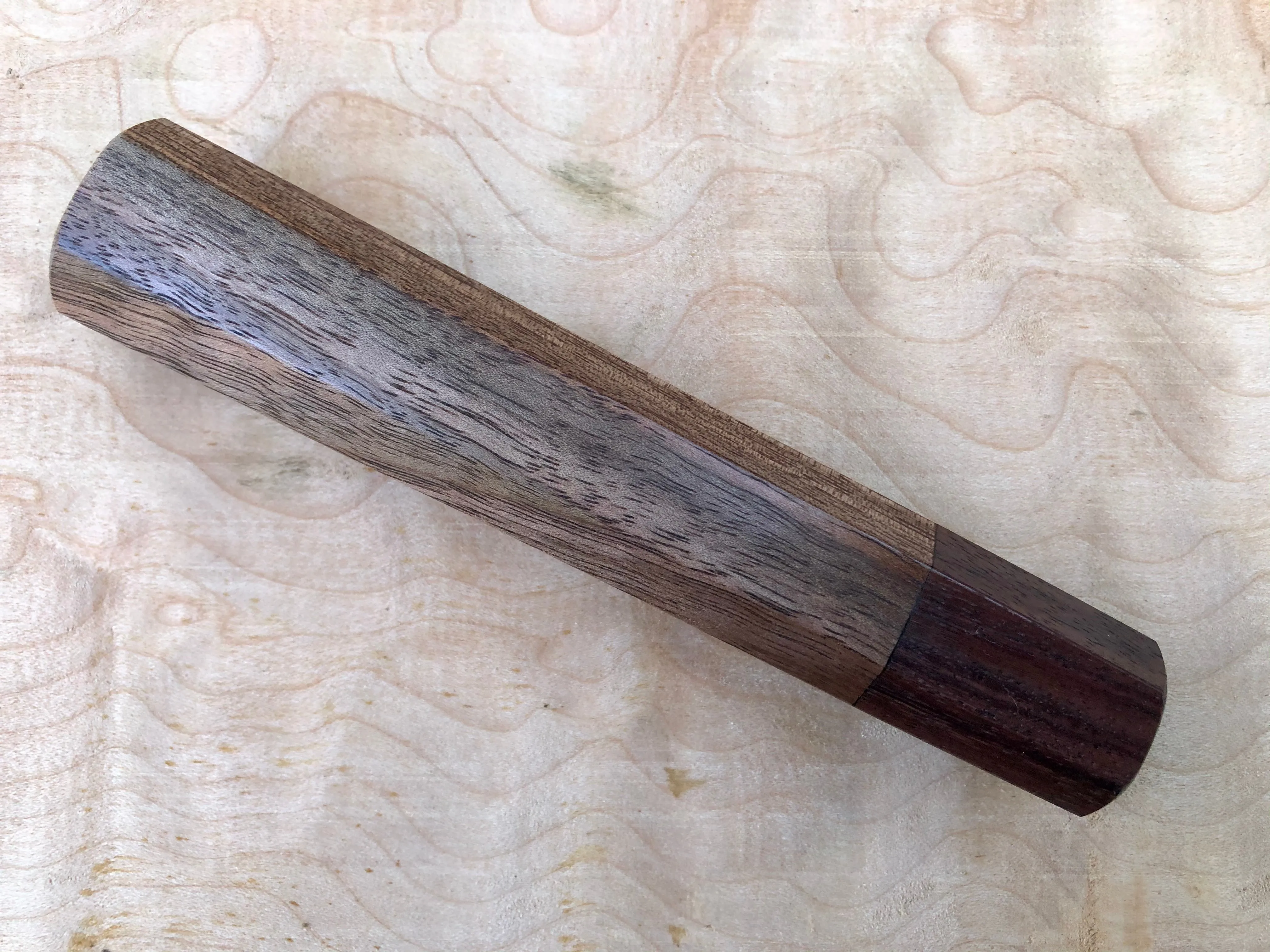 Custom Japanese Knife Handle - Walnut with slight curl