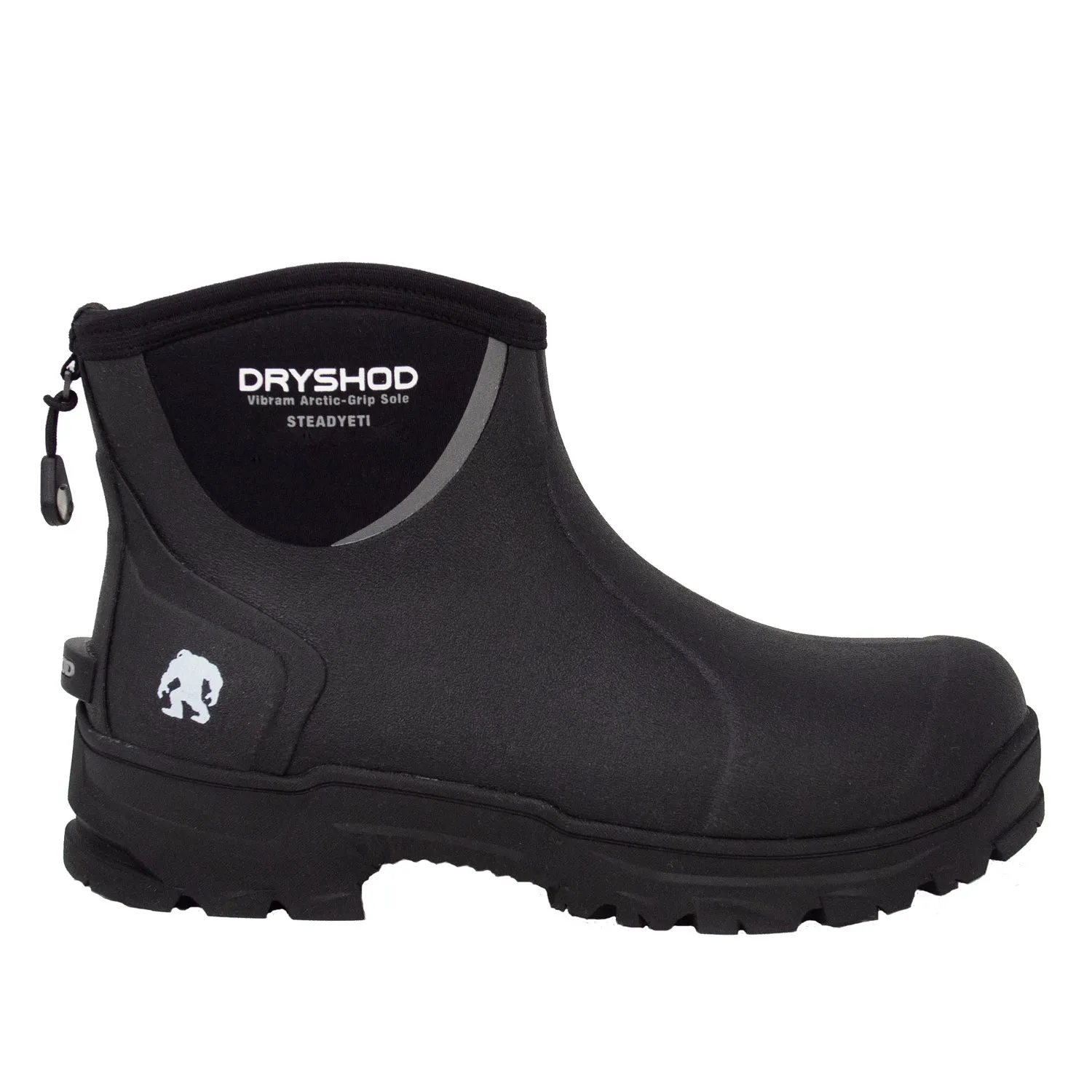 Dryshod Mens Steadyeti Arctic Grip Waterproof Ankle Black Rubber Snow Boots for Extreme Cold Weather