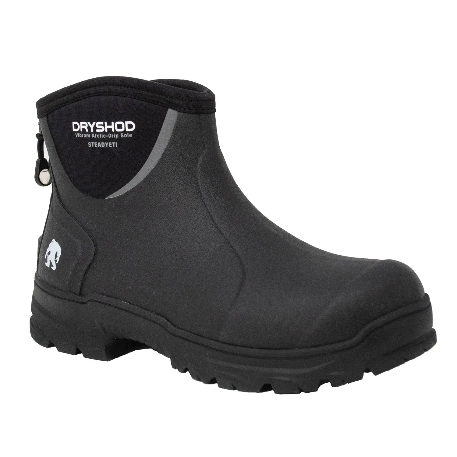 Dryshod Mens Steadyeti Arctic Grip Waterproof Ankle Black Rubber Snow Boots for Extreme Cold Weather