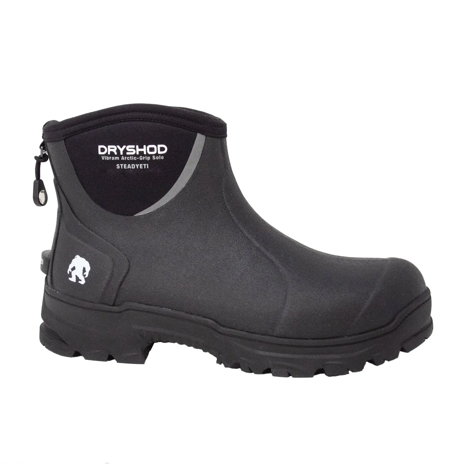 Dryshod Mens Steadyeti Arctic Grip Waterproof Ankle Black Rubber Snow Boots for Extreme Cold Weather