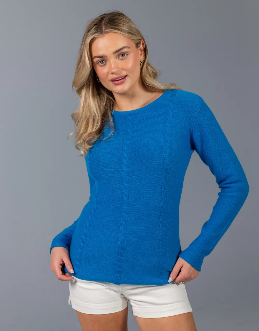 Everyday Cable Sweater in Azul