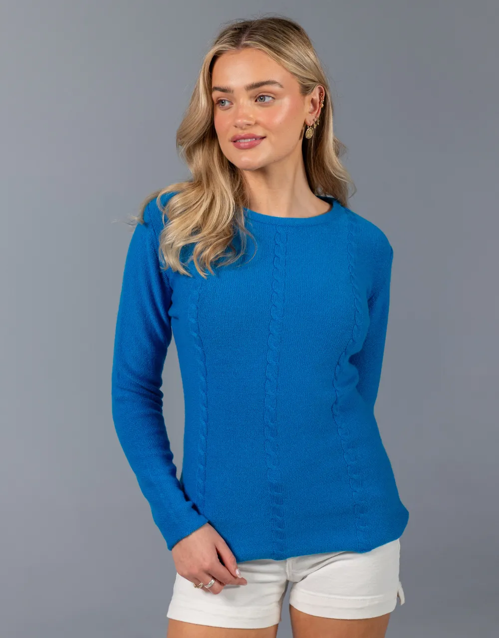 Everyday Cable Sweater in Azul
