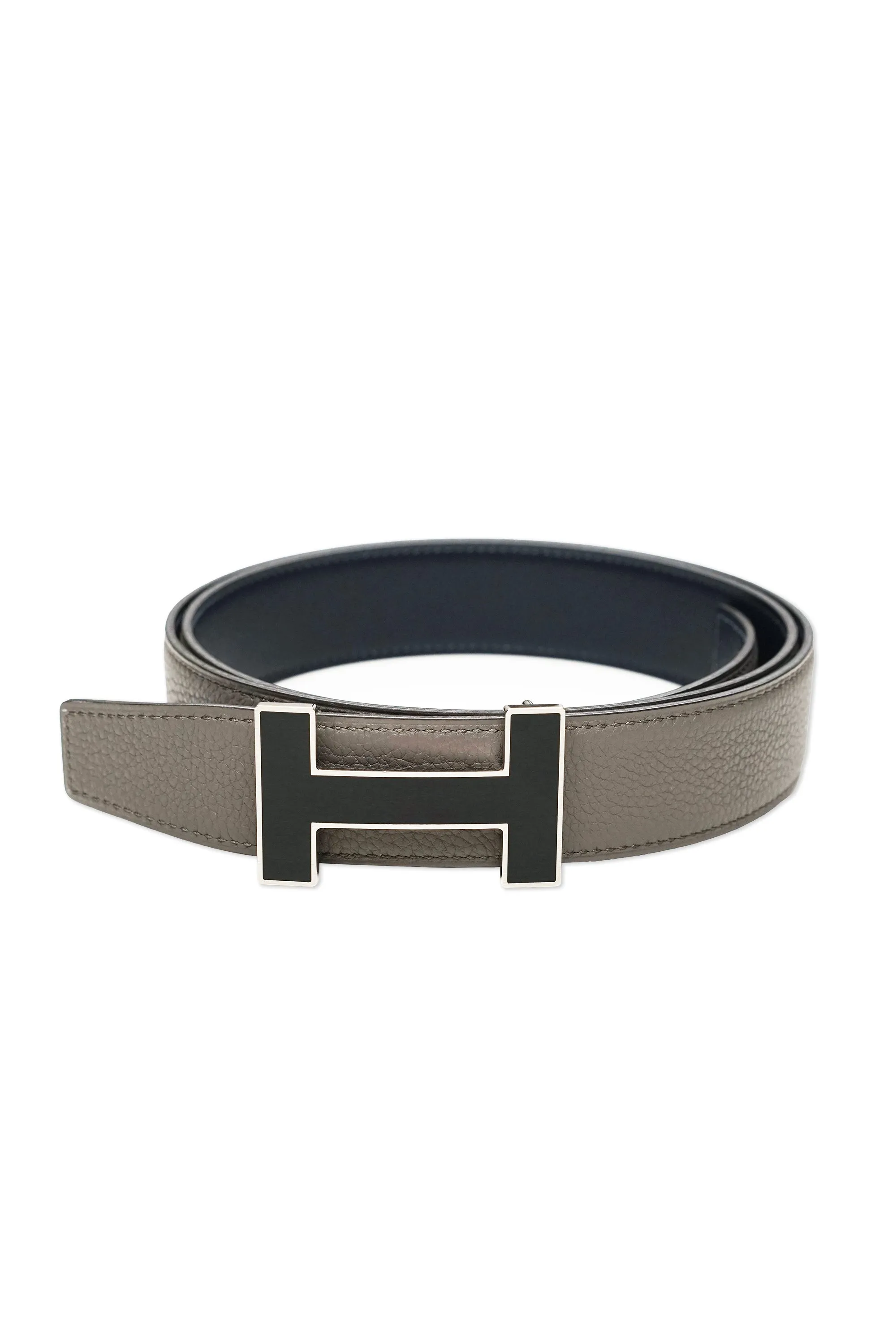 Hermes Grey/Navy Reversible Leather Belt