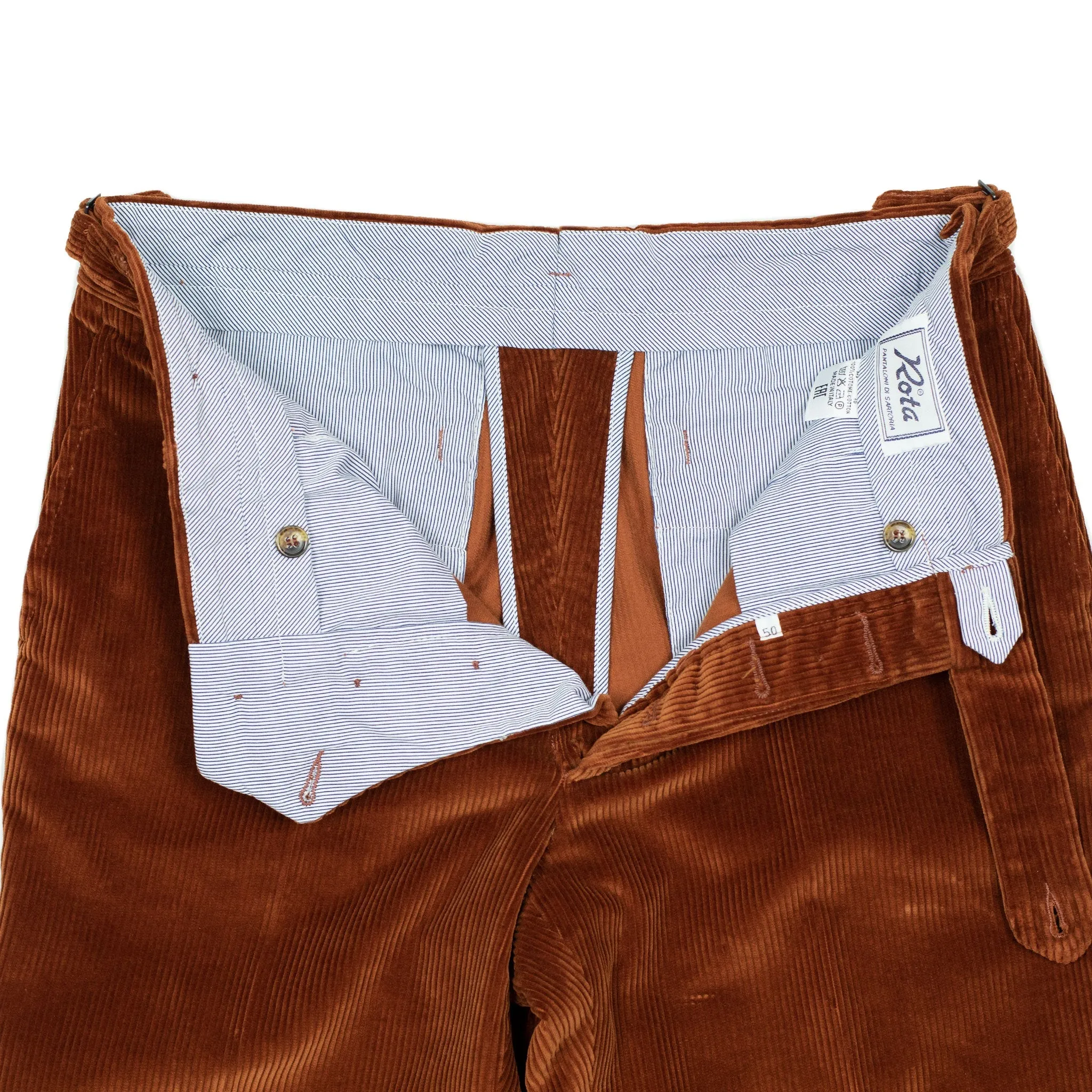 Higher-rise rust washed cotton corduroy trousers (restock)