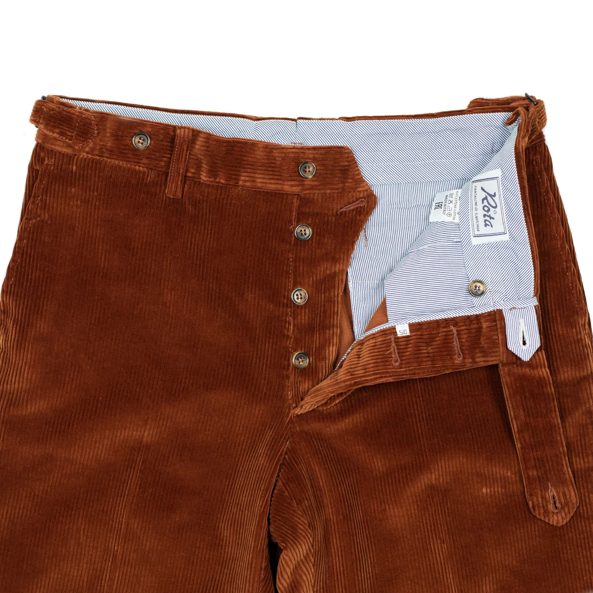 Higher-rise rust washed cotton corduroy trousers (restock)