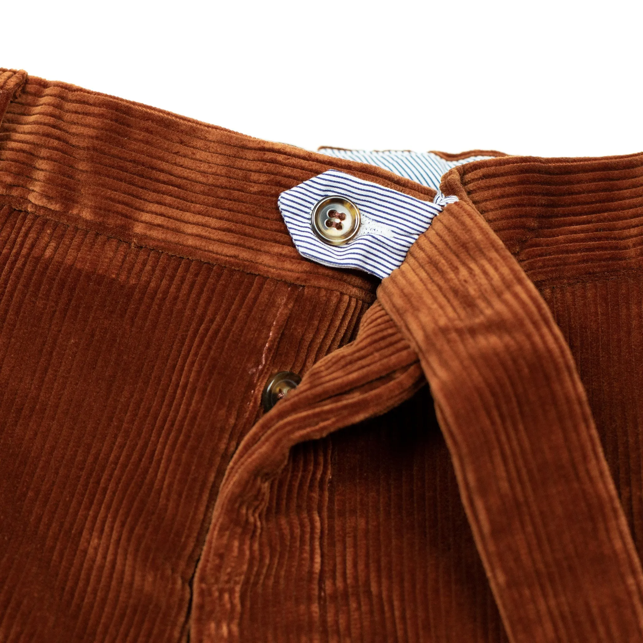 Higher-rise rust washed cotton corduroy trousers (restock)