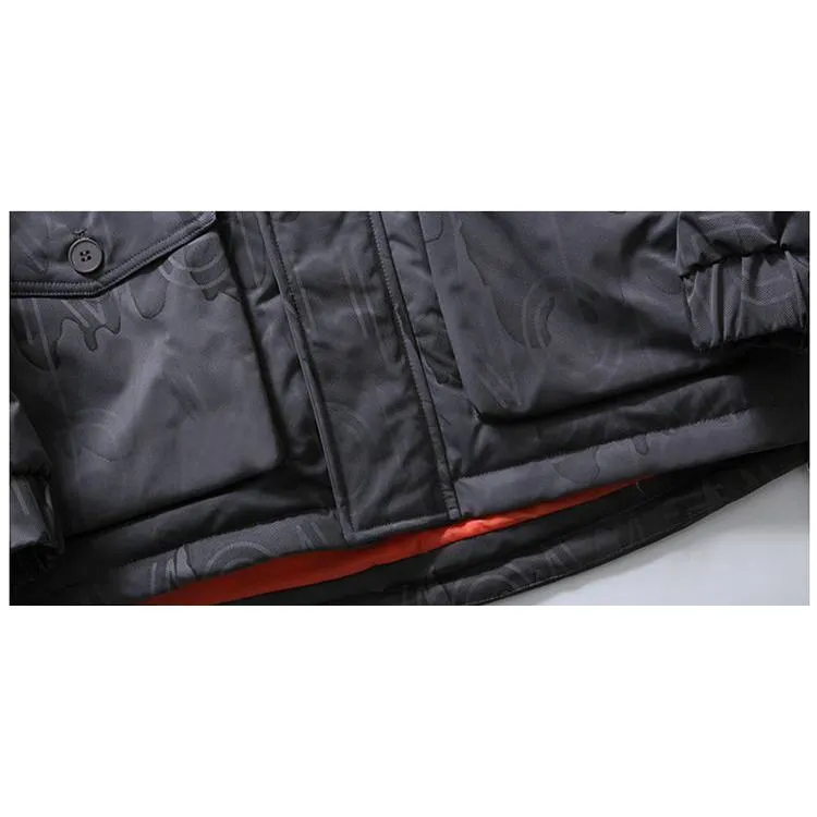 Hooded White Duck Down Thickened Bellows Pocket Down Jacket