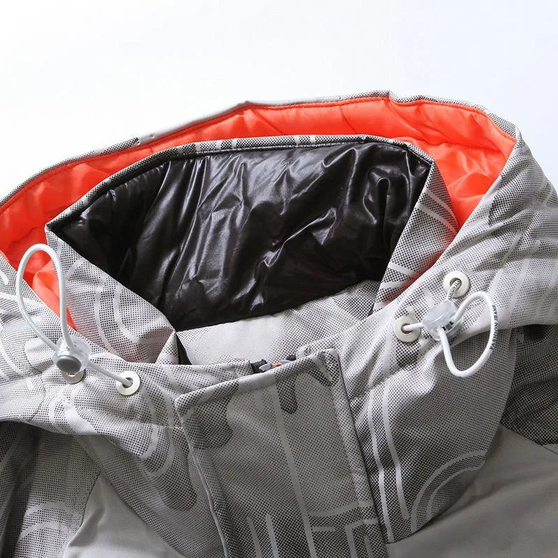 Hooded White Duck Down Thickened Bellows Pocket Down Jacket