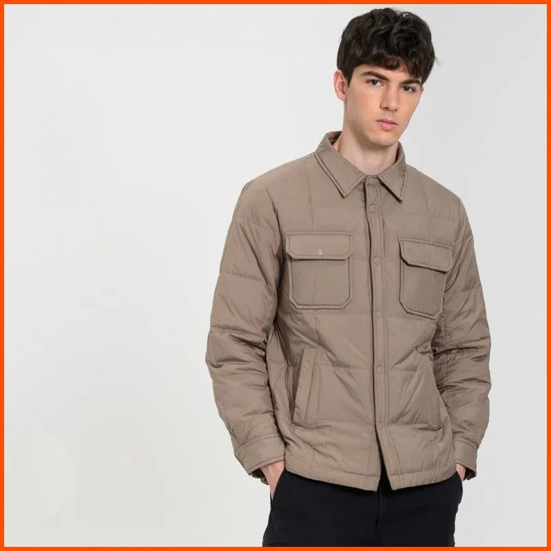 Lapel Collar Buttoned Pocket Down Jacket