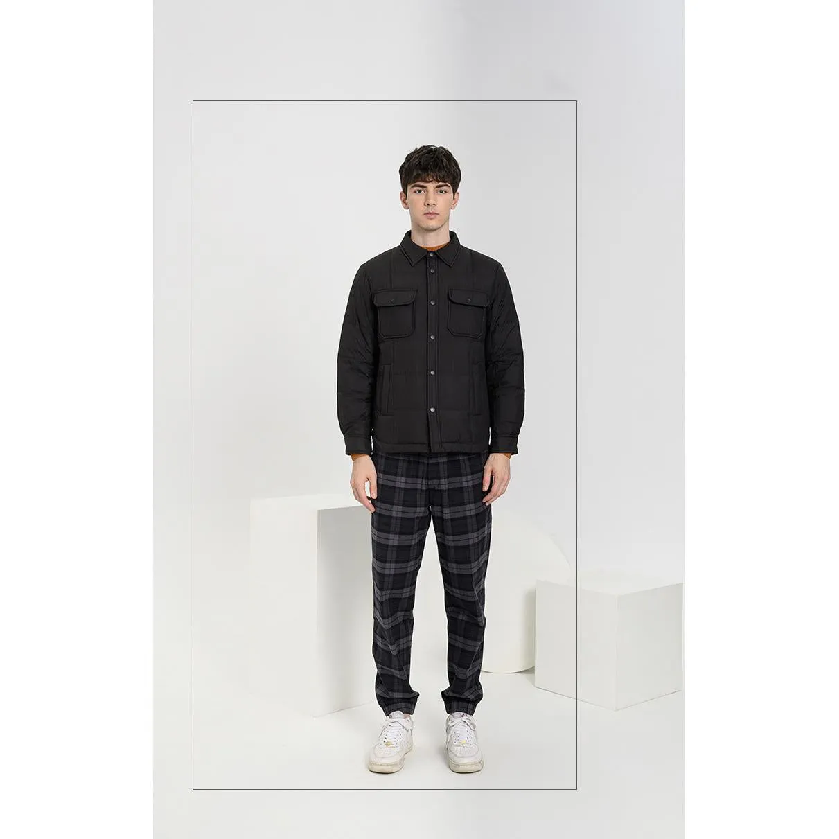 Lapel Collar Buttoned Pocket Down Jacket