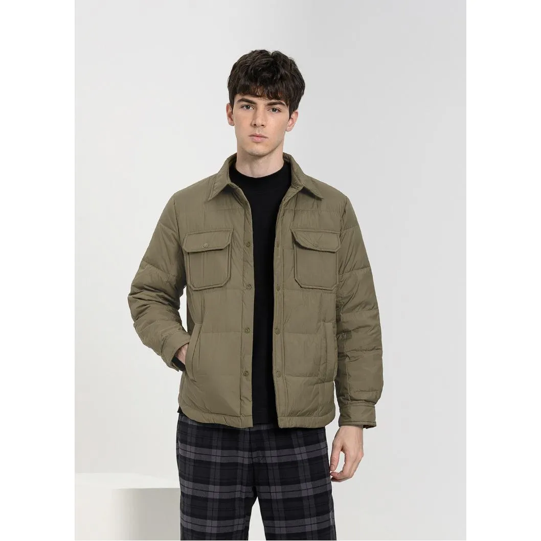 Lapel Collar Buttoned Pocket Down Jacket