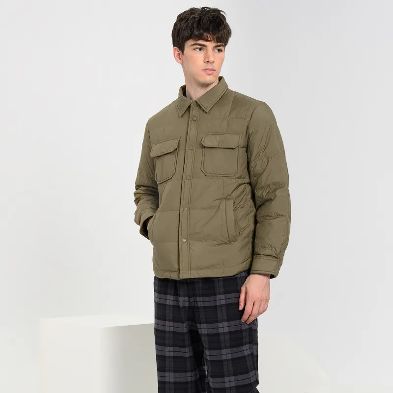 Lapel Collar Buttoned Pocket Down Jacket