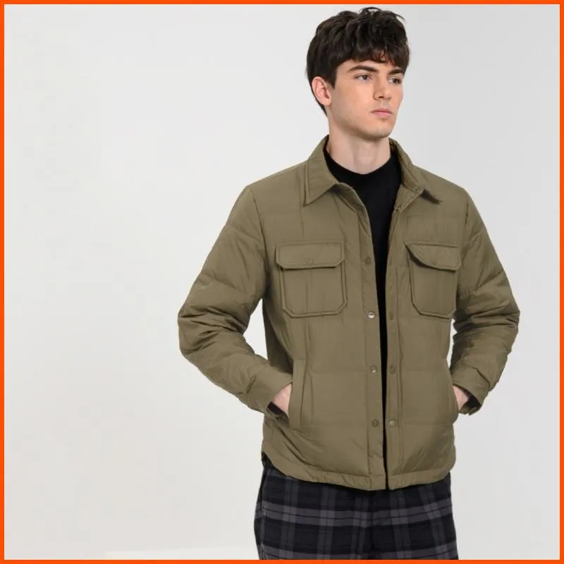 Lapel Collar Buttoned Pocket Down Jacket