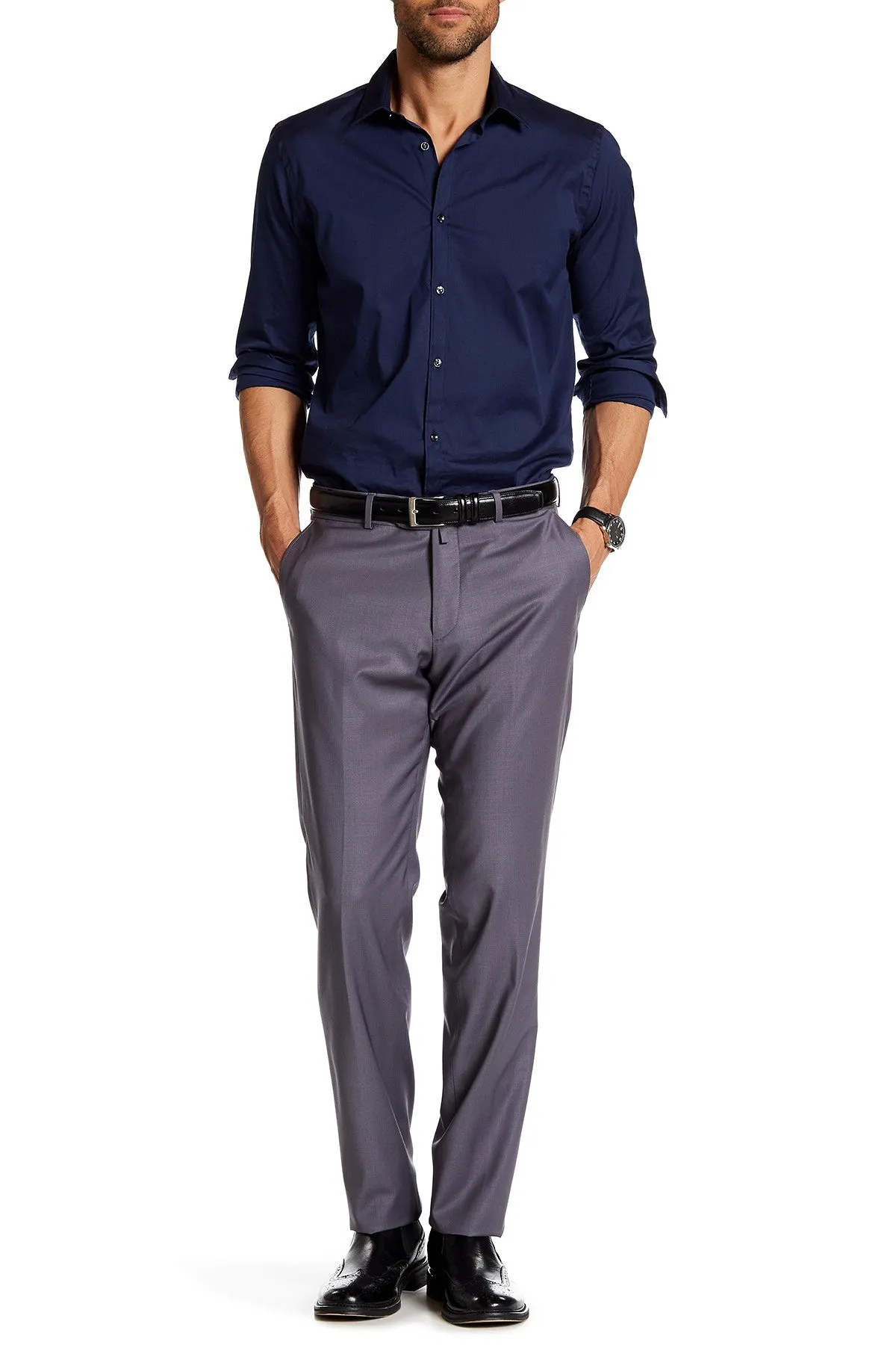 Merino Wool Trousers-Lilac Grey