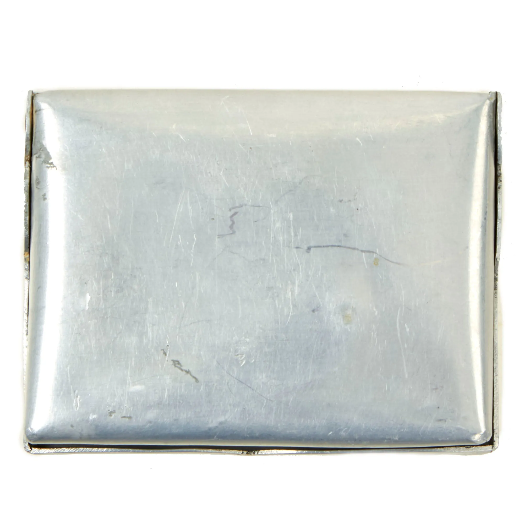 Original U.S. WWII German POW Made Cigarette Case For Ssgt Gregory Oehm of the 517th Parachute Infantry Regiment, 17th Airborne With Jump Wings and Interview Printout - Cigarette Case Constructed From P-51 Mustang Parts