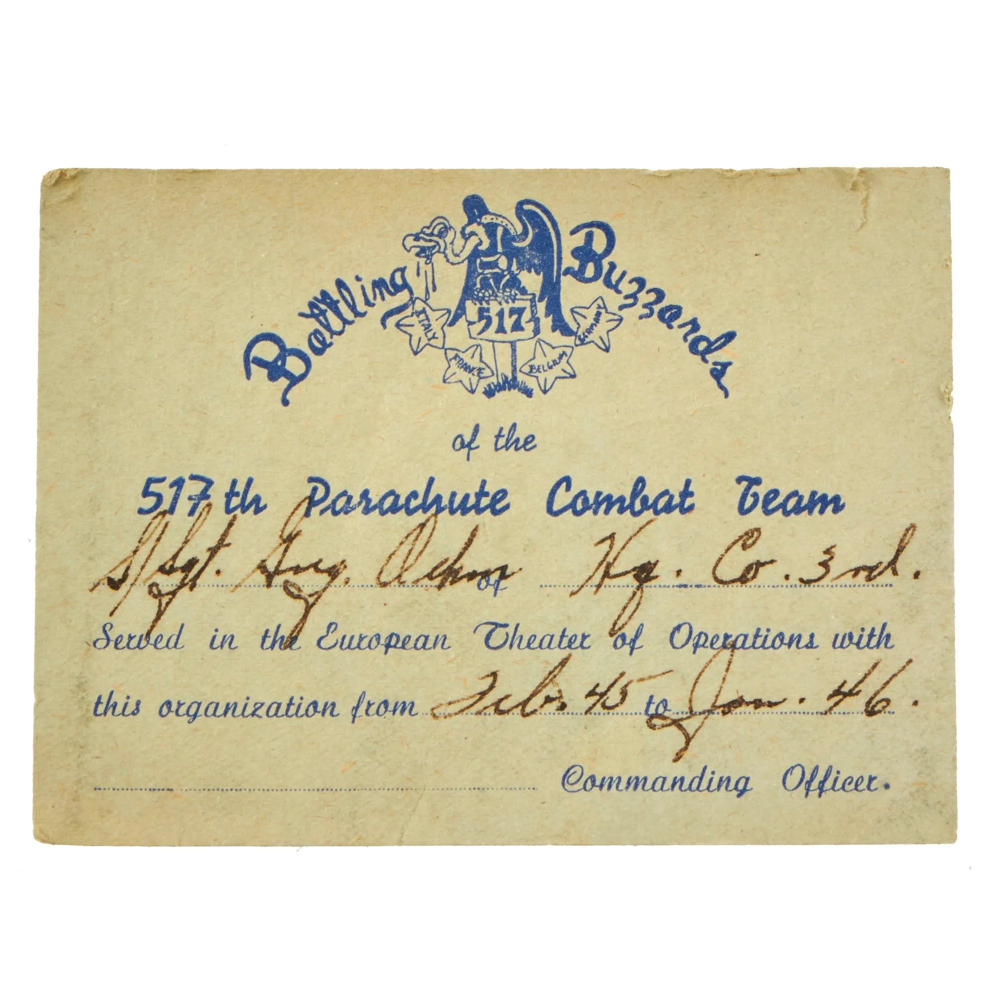 Original U.S. WWII German POW Made Cigarette Case For Ssgt Gregory Oehm of the 517th Parachute Infantry Regiment, 17th Airborne With Jump Wings and Interview Printout - Cigarette Case Constructed From P-51 Mustang Parts
