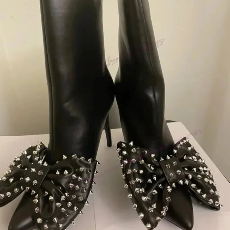 Rivet Bow Ankle Boots
