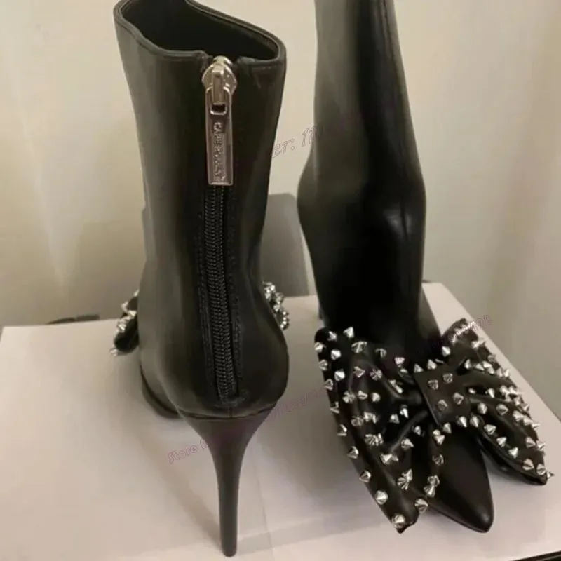 Rivet Bow Ankle Boots