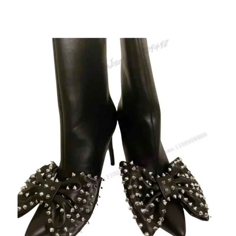 Rivet Bow Ankle Boots