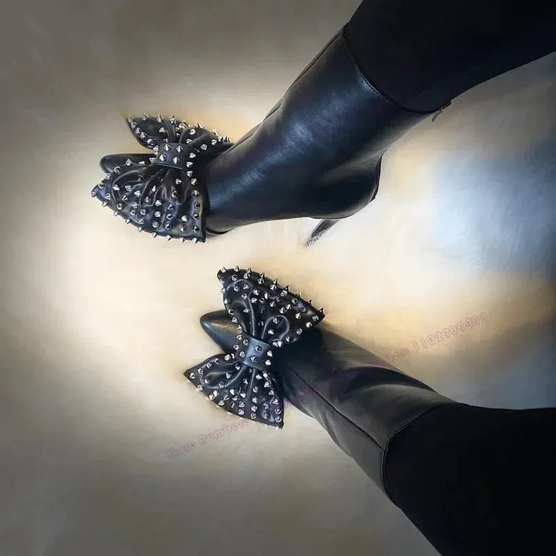 Rivet Bow Ankle Boots