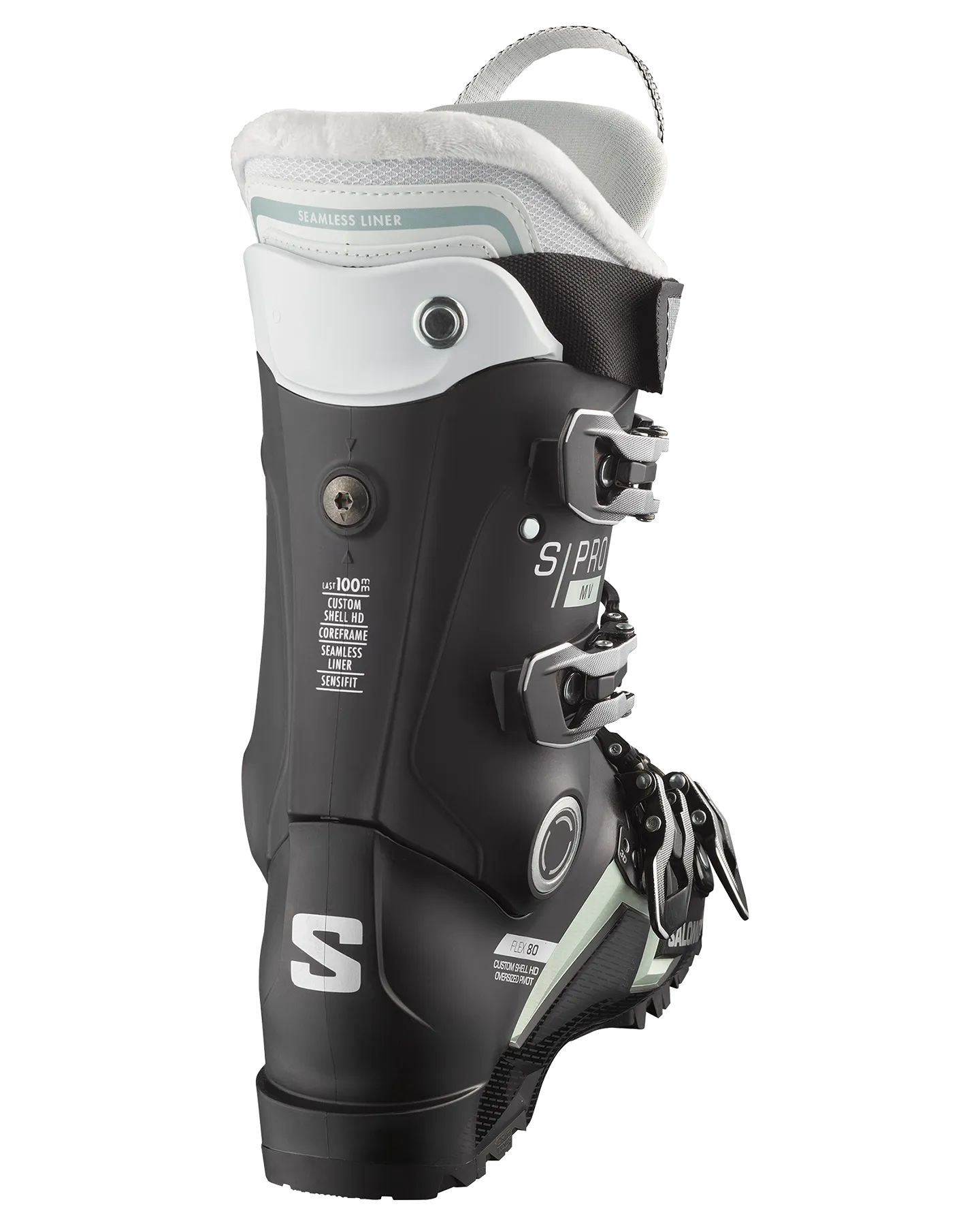 Salomon S/Pro Mv 80 Cs Women's Snow Boots - Black/White Moss/Silver Metallic
