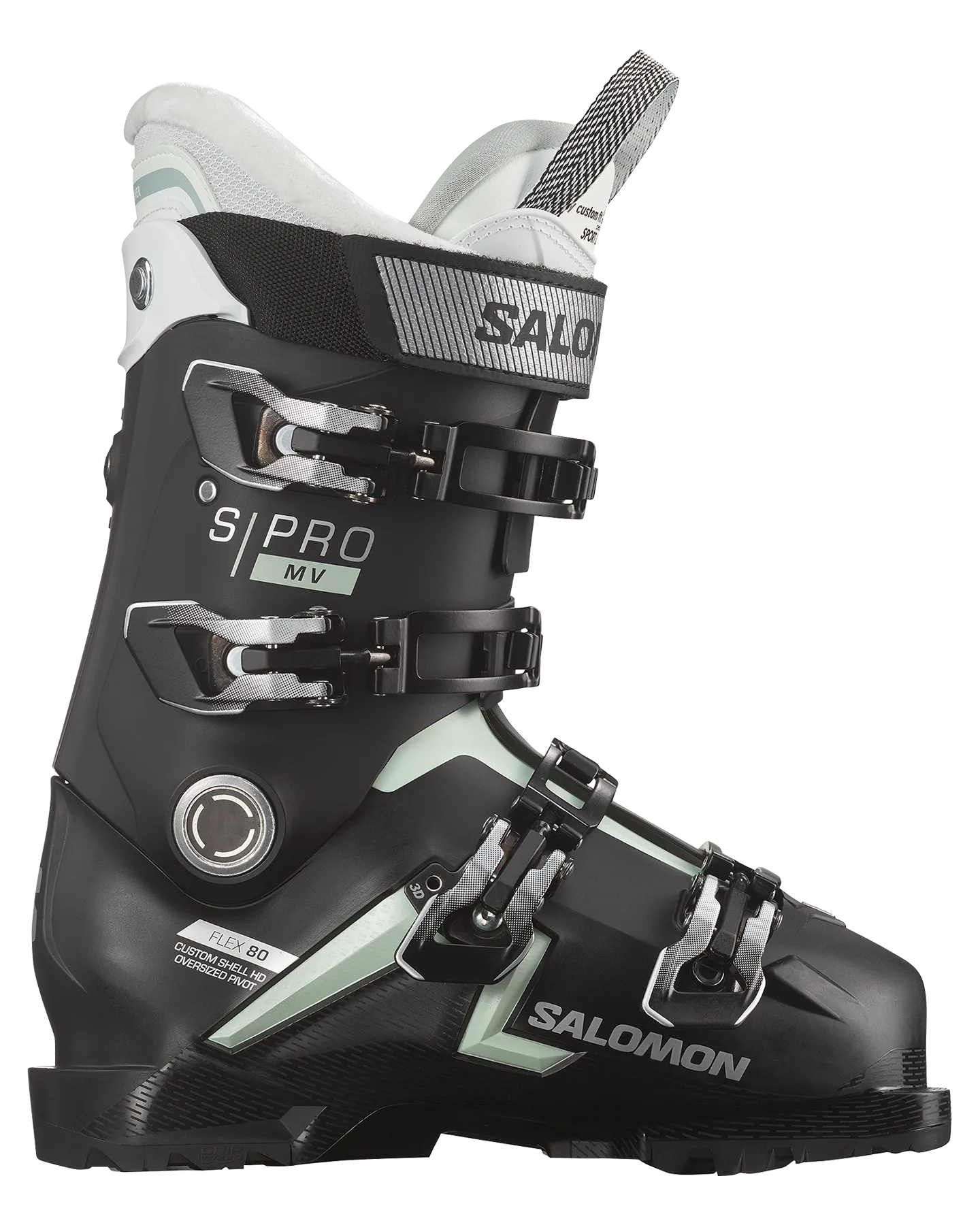 Salomon S/Pro Mv 80 Cs Women's Snow Boots - Black/White Moss/Silver Metallic