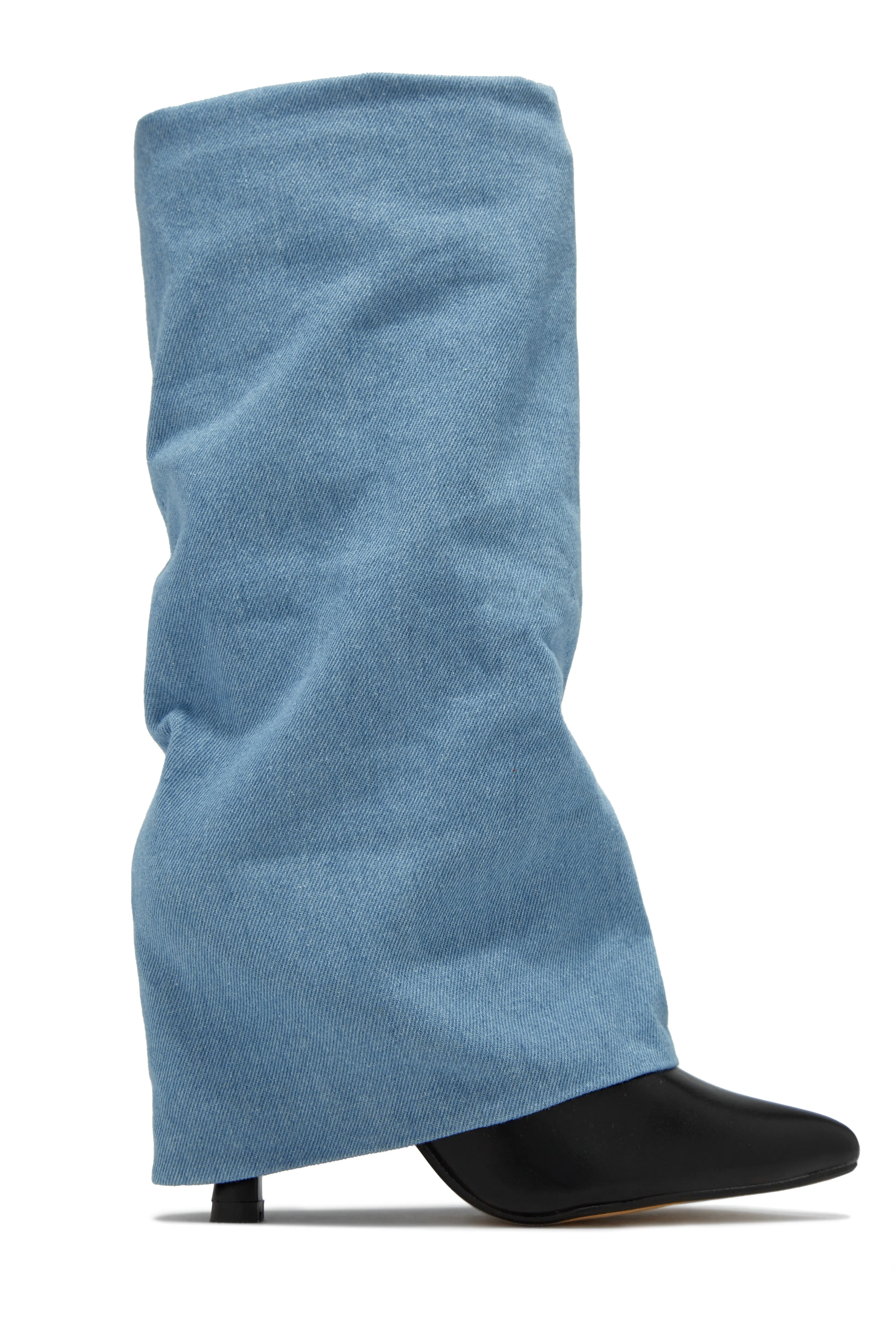 Samantha Denim Heel Boots - Denim