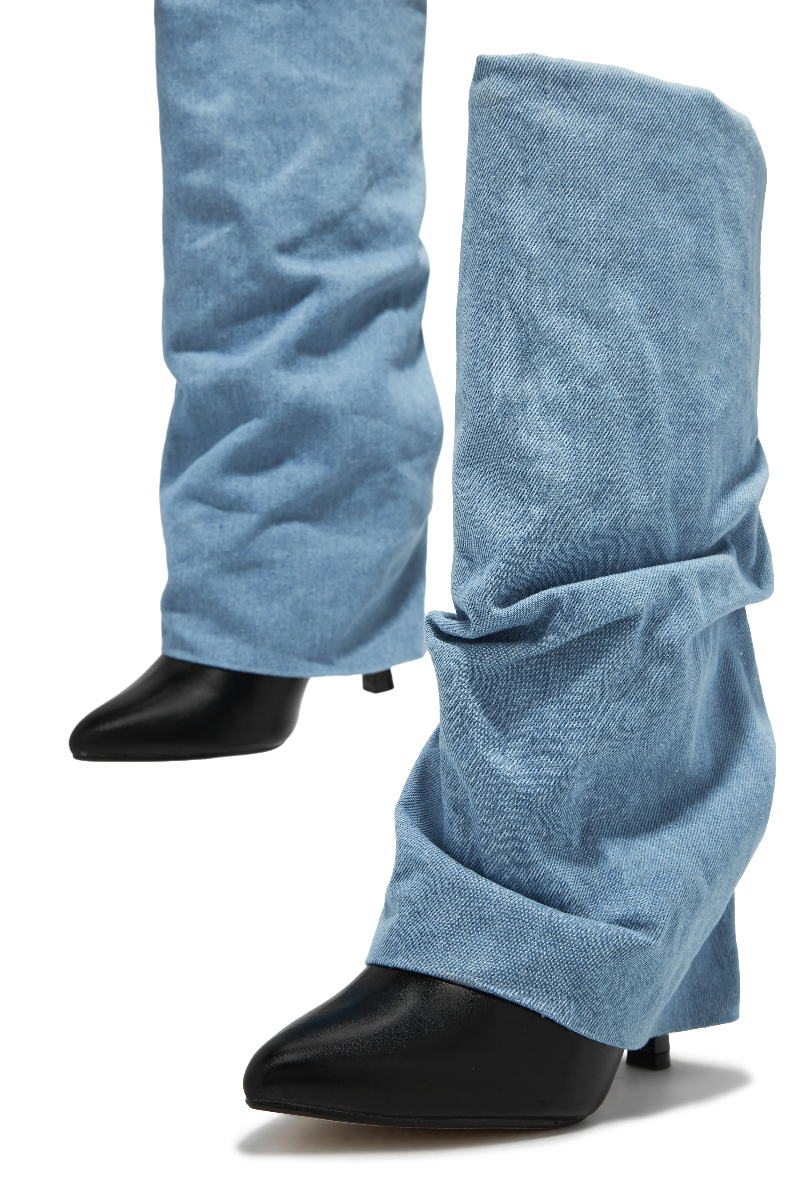Samantha Denim Heel Boots - Denim