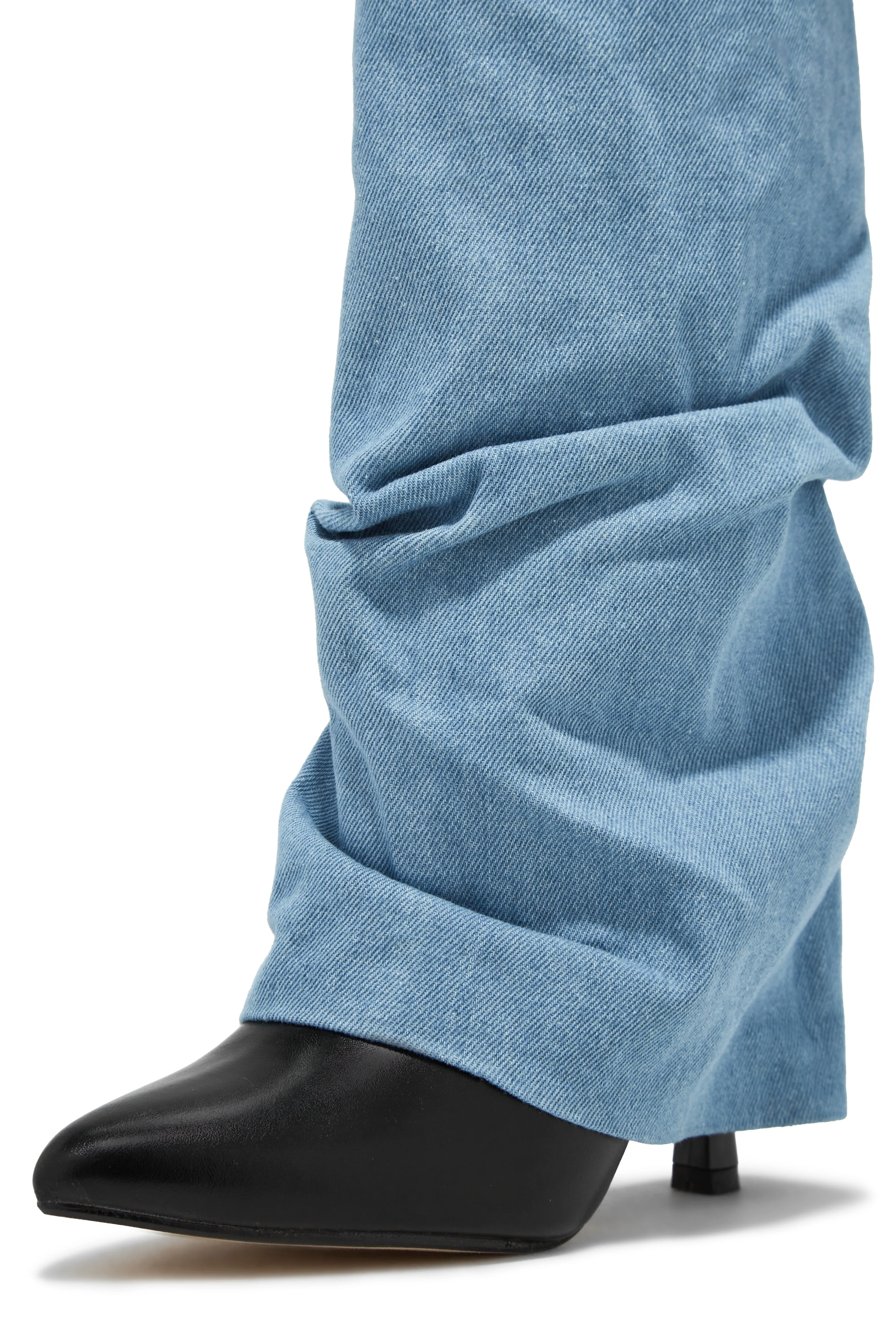 Samantha Denim Heel Boots - Denim
