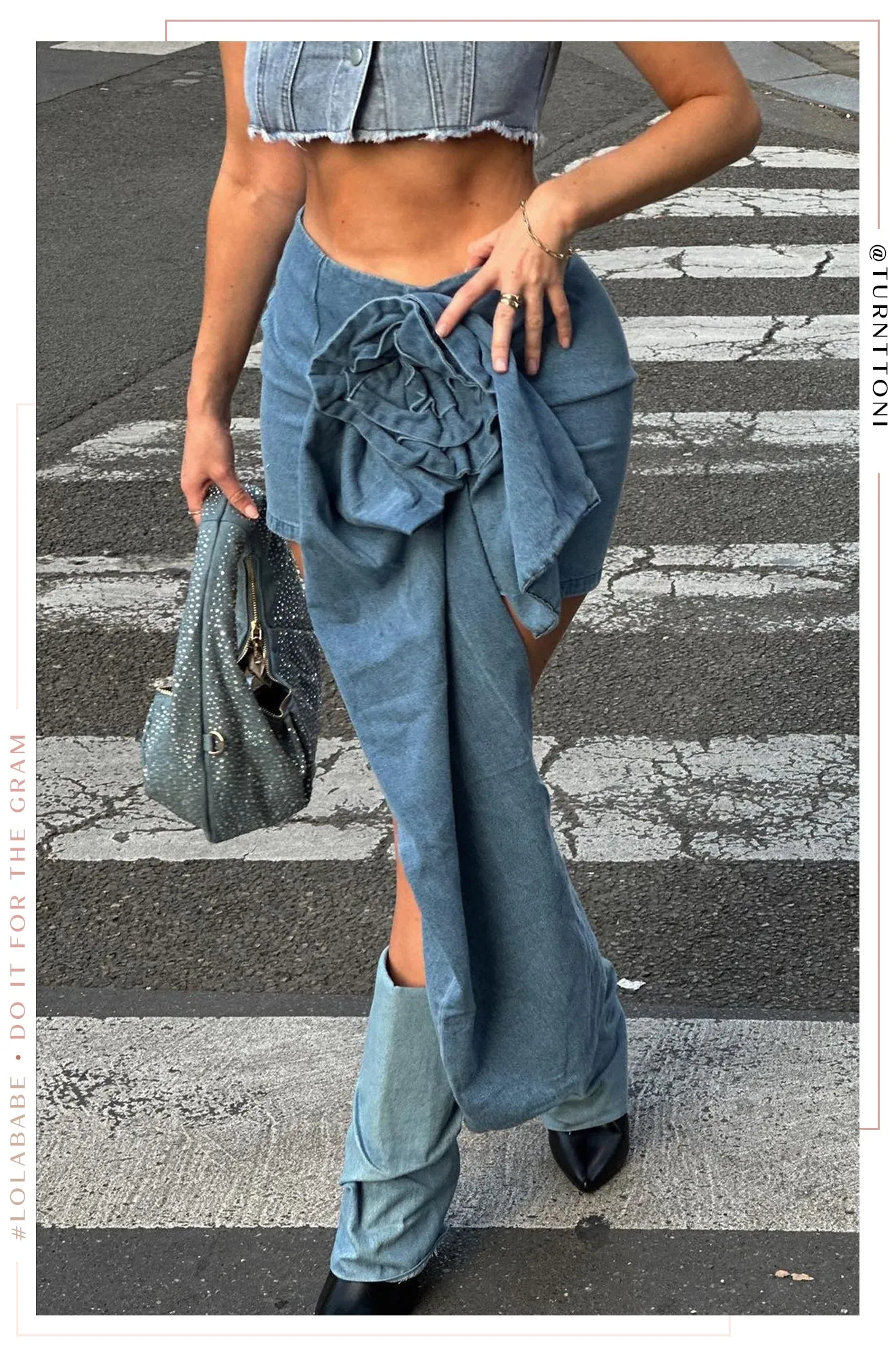 Samantha Denim Heel Boots - Denim