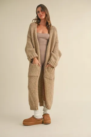 Sequins Long Chunky Knit Cardigan