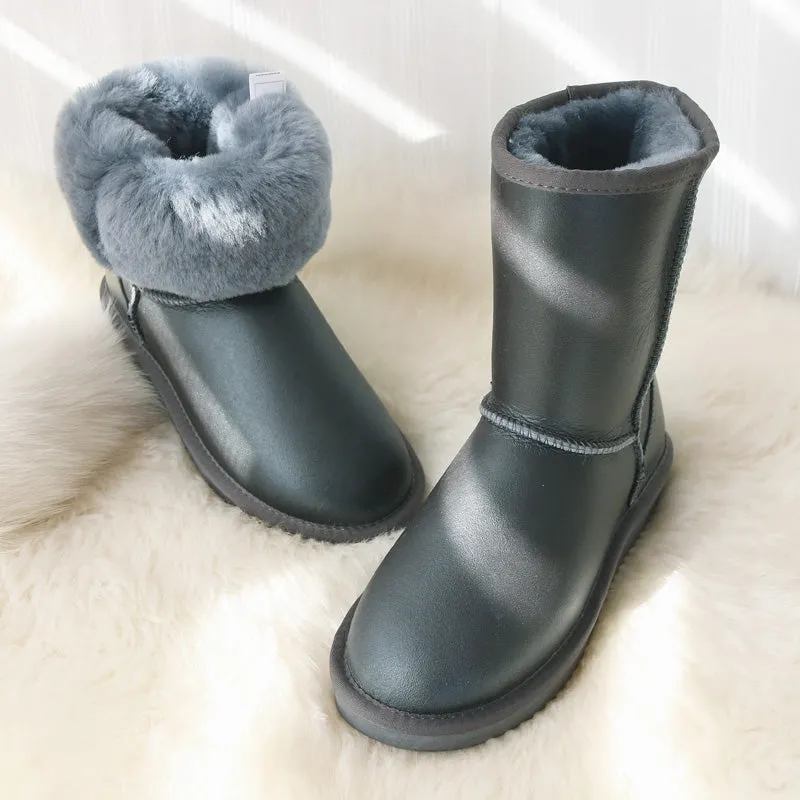 Sheepskin & Fur Waterproof Snow Boots for Women