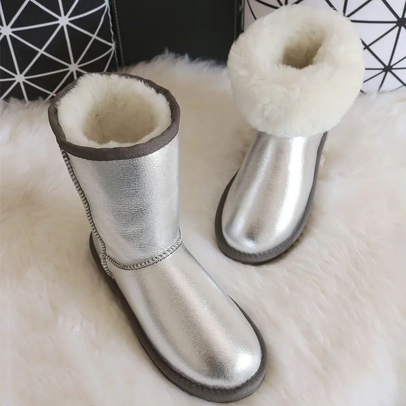 Sheepskin & Fur Waterproof Snow Boots for Women