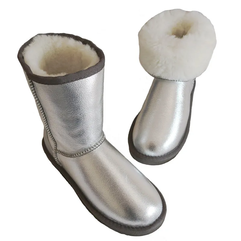Sheepskin & Fur Waterproof Snow Boots for Women
