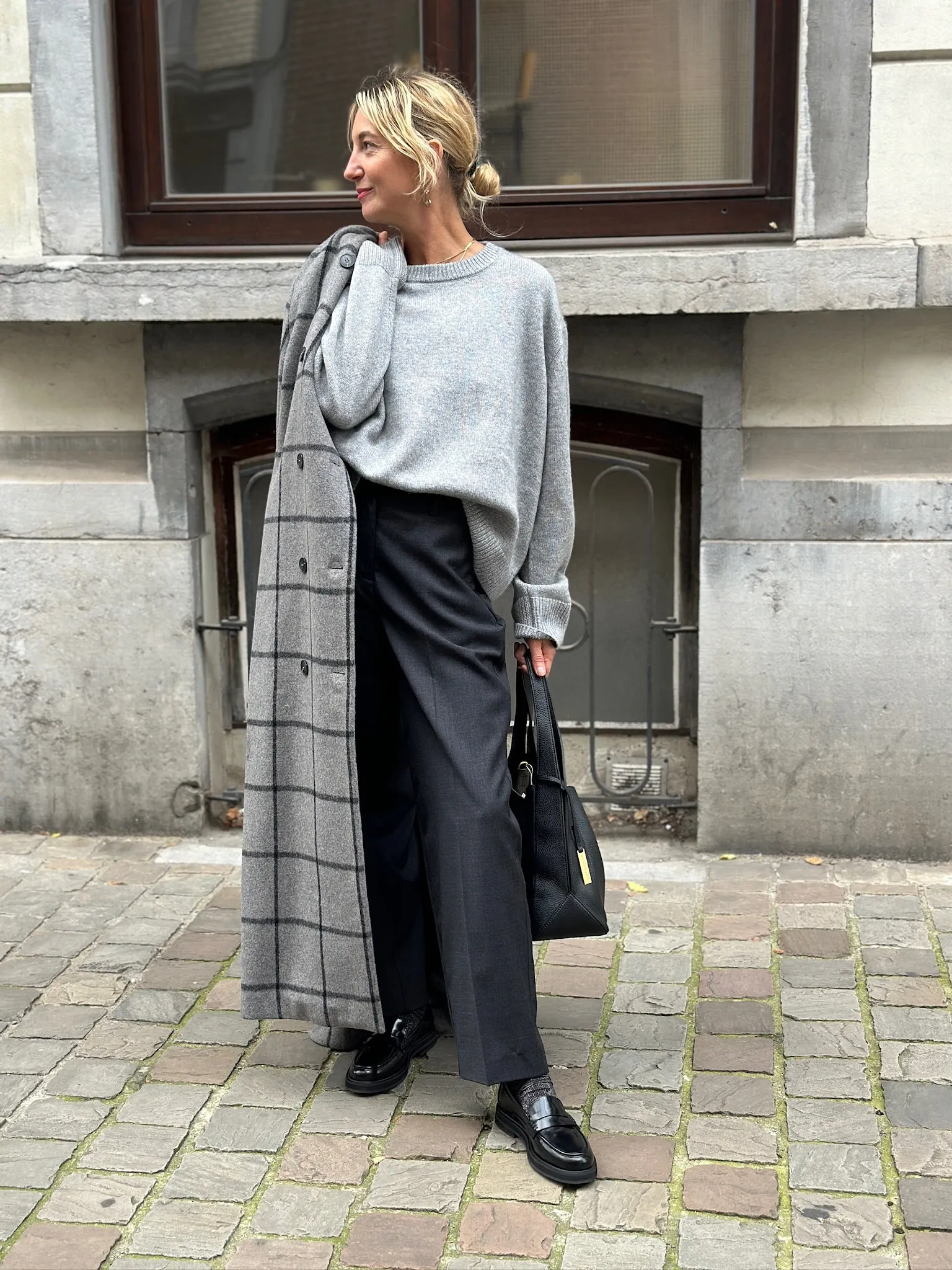 SLFLUAH BARREL WOOL PANT | DARK GREY/MELANGE