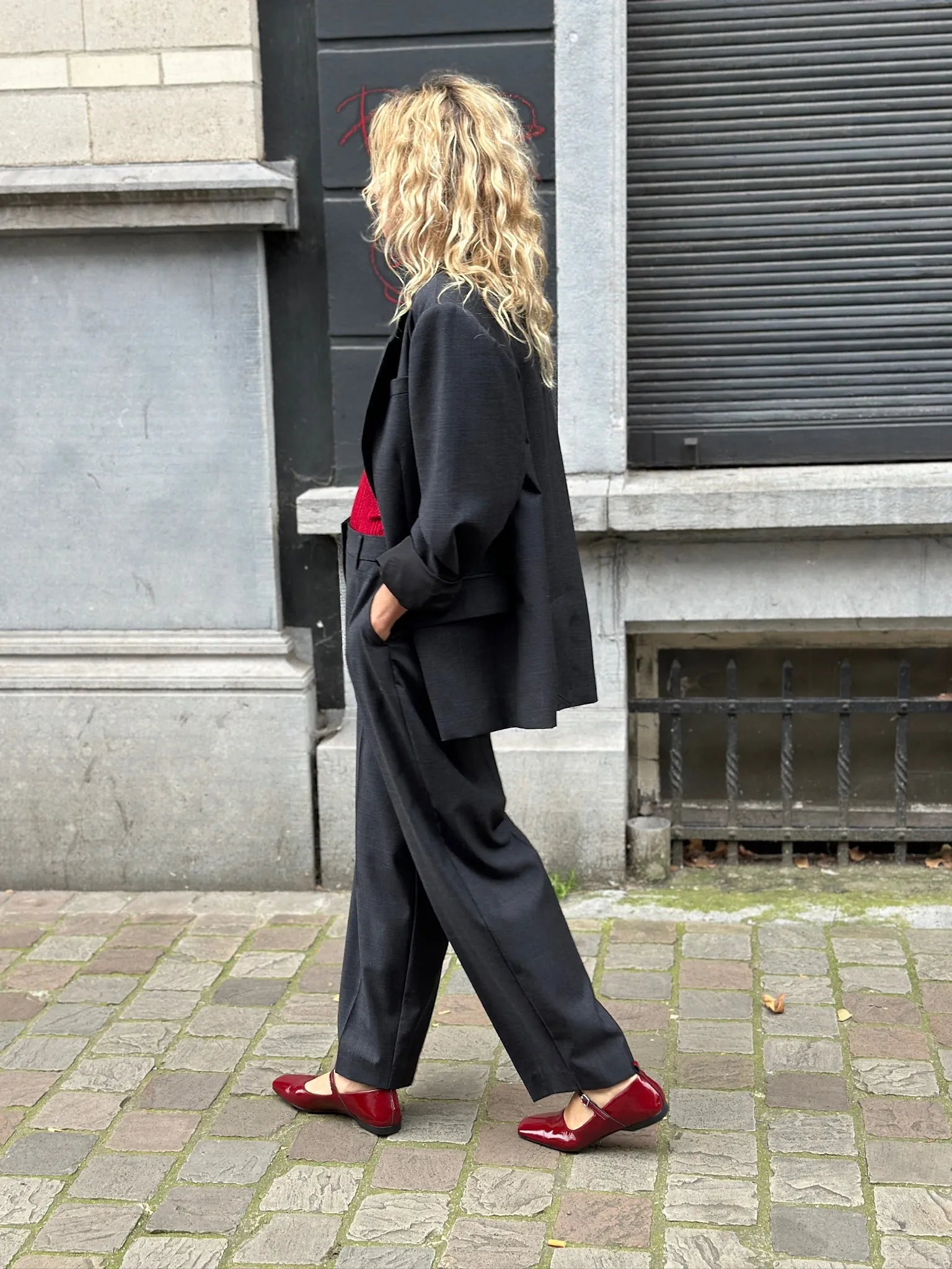 SLFLUAH BARREL WOOL PANT | DARK GREY/MELANGE