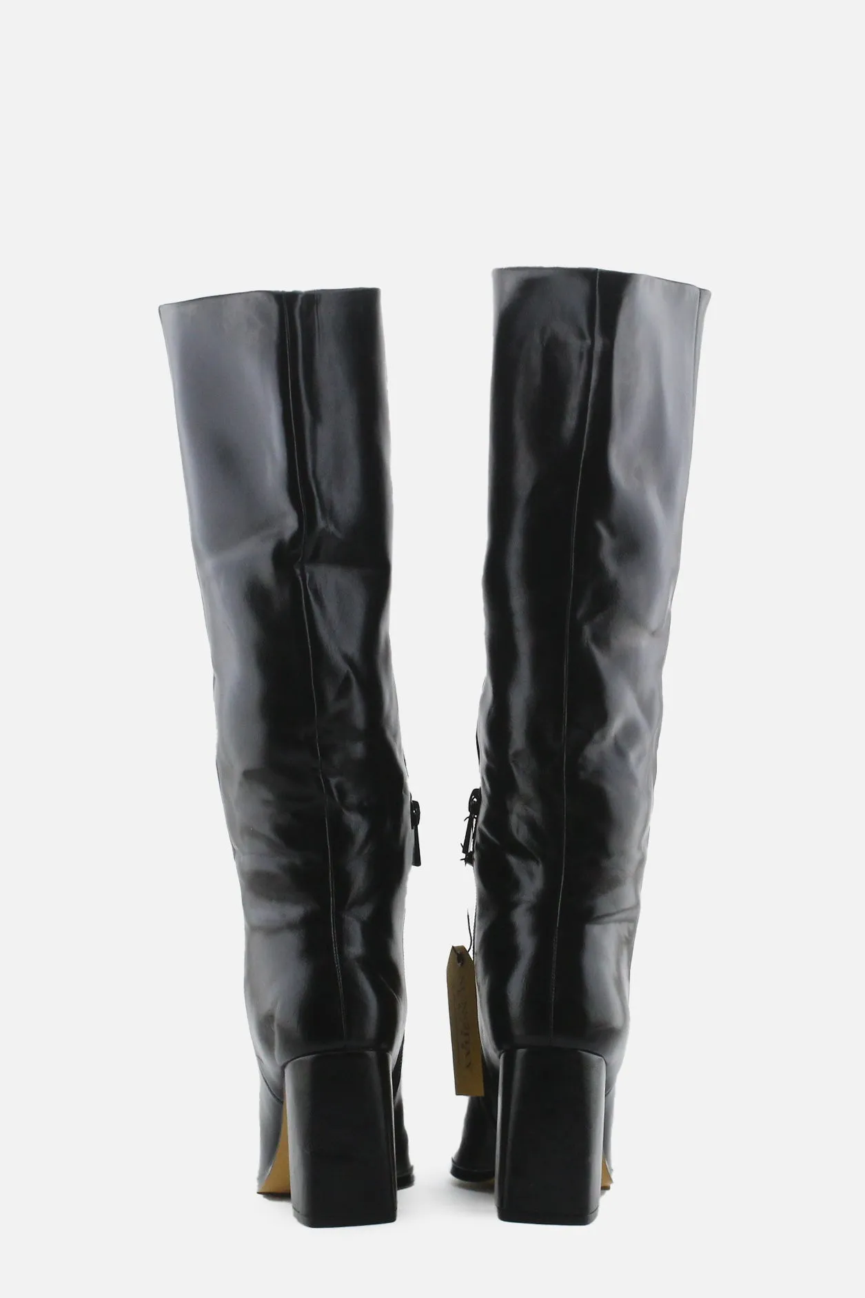 Stradivarius Zipper Block Knee High Boots | 100% Authentic Leather