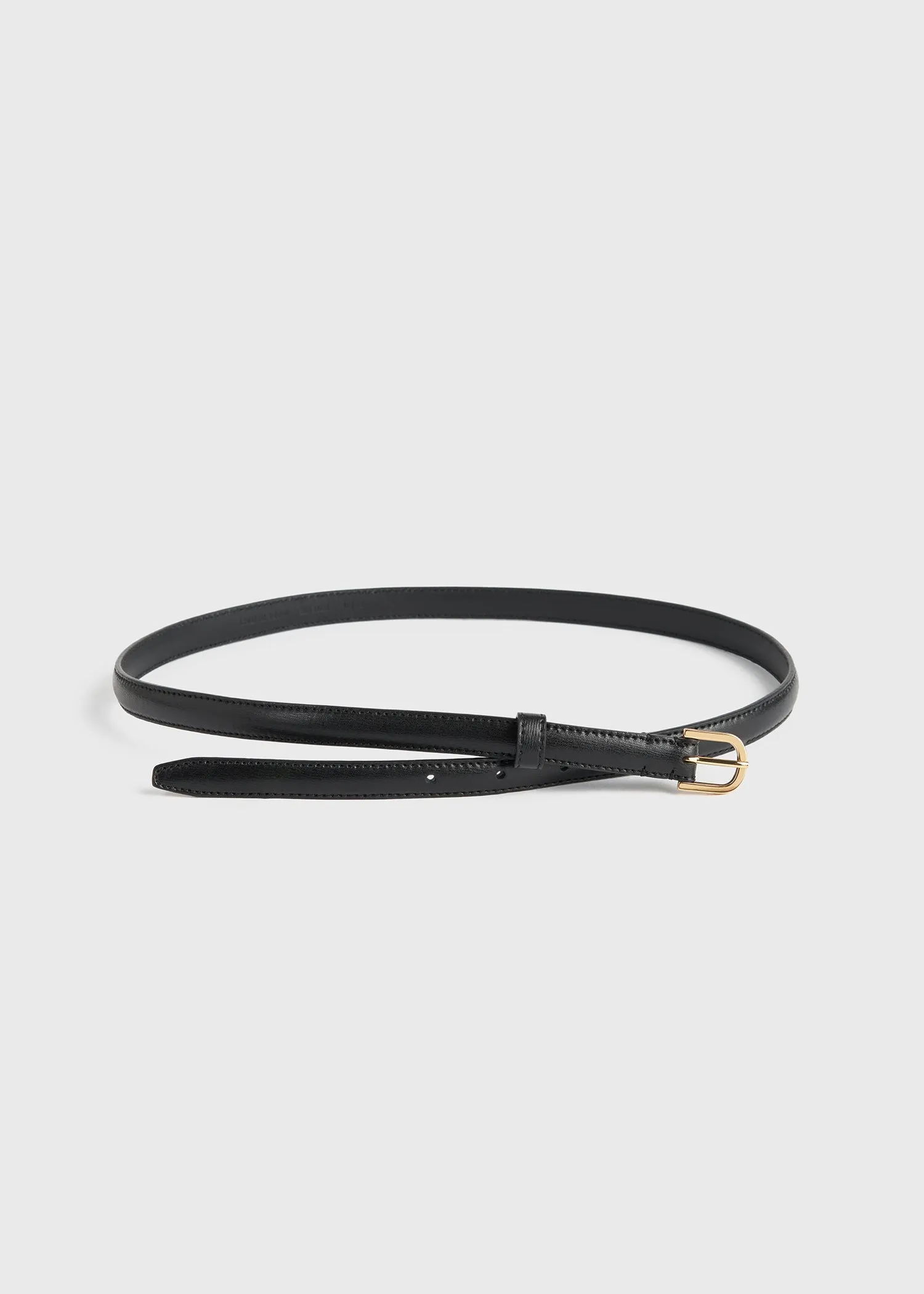 Thin leather trouser belt black
