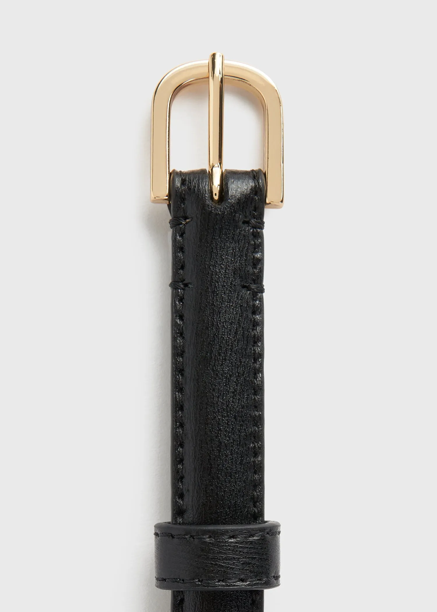 Thin leather trouser belt black