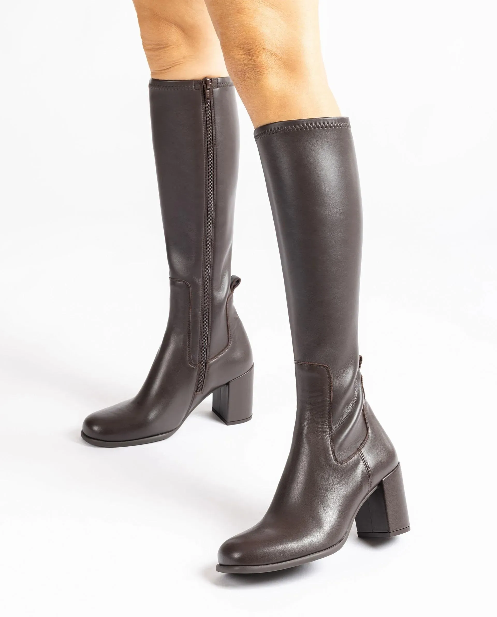 Unisa Nemir Brown Leather Knee Boot