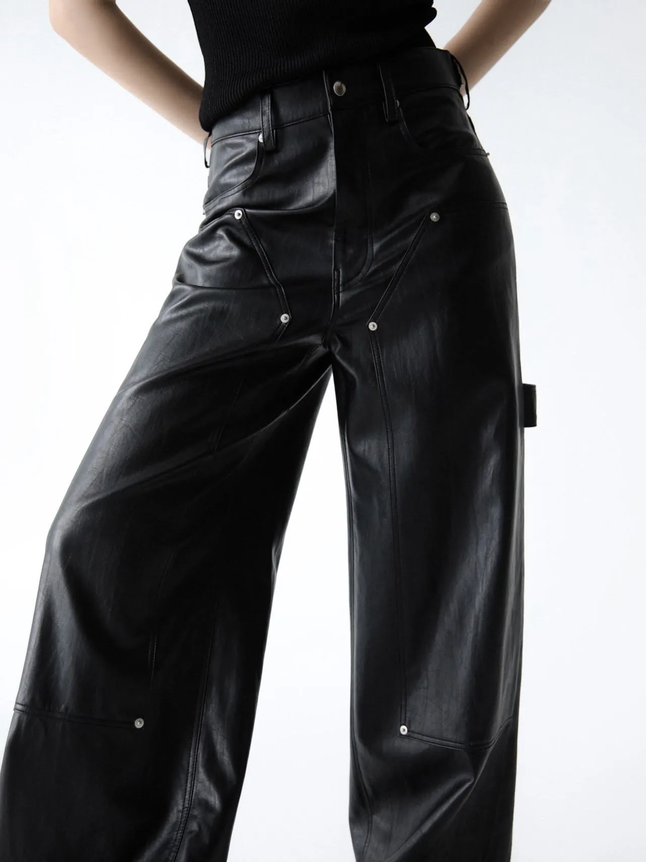 VIVID VEGAN LEATHER CARPENTER TROUSERS